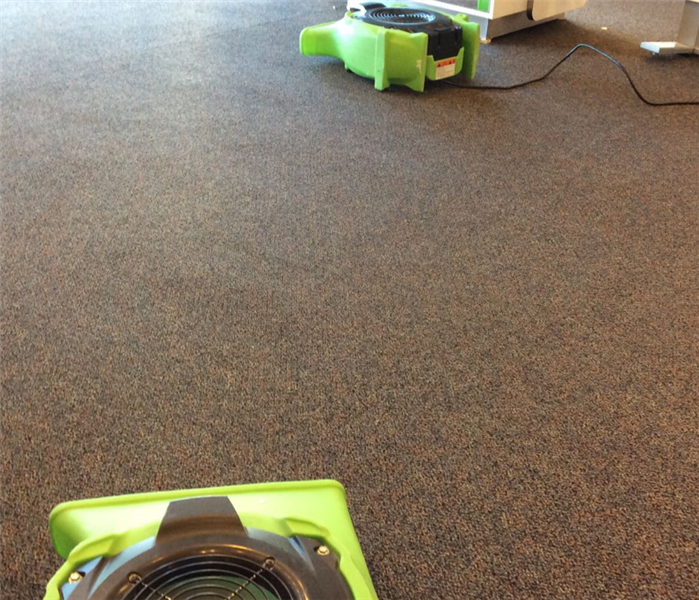 Carpet drying after water damage in a retail store